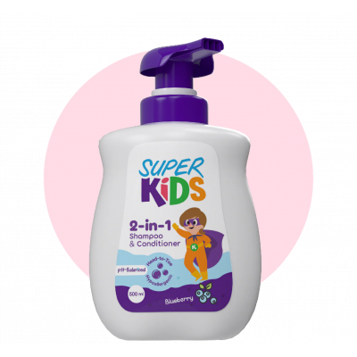 SUPER KIDS 2 IN 1 SHAMPOO & CONDITIONER — BLUEBERRY 500 ML
